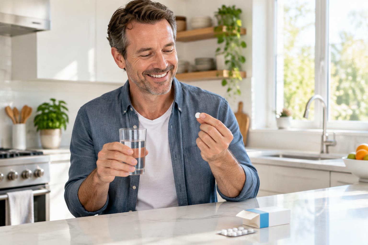Licensed physician handing prescription medication to a male patient during a clinic consultation